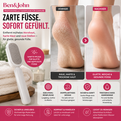 Ben&John™ Hornhautentferner - Glatte, weiche Füße in Sekunden | 1+1 GRATIS