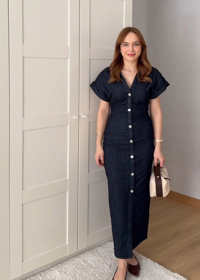 1975 Sculpted Silhouette Denim Dress
