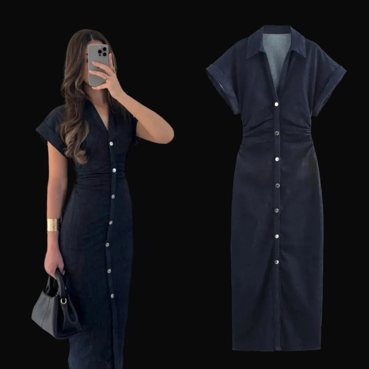 1975 Sculpted Silhouette Denim Dress