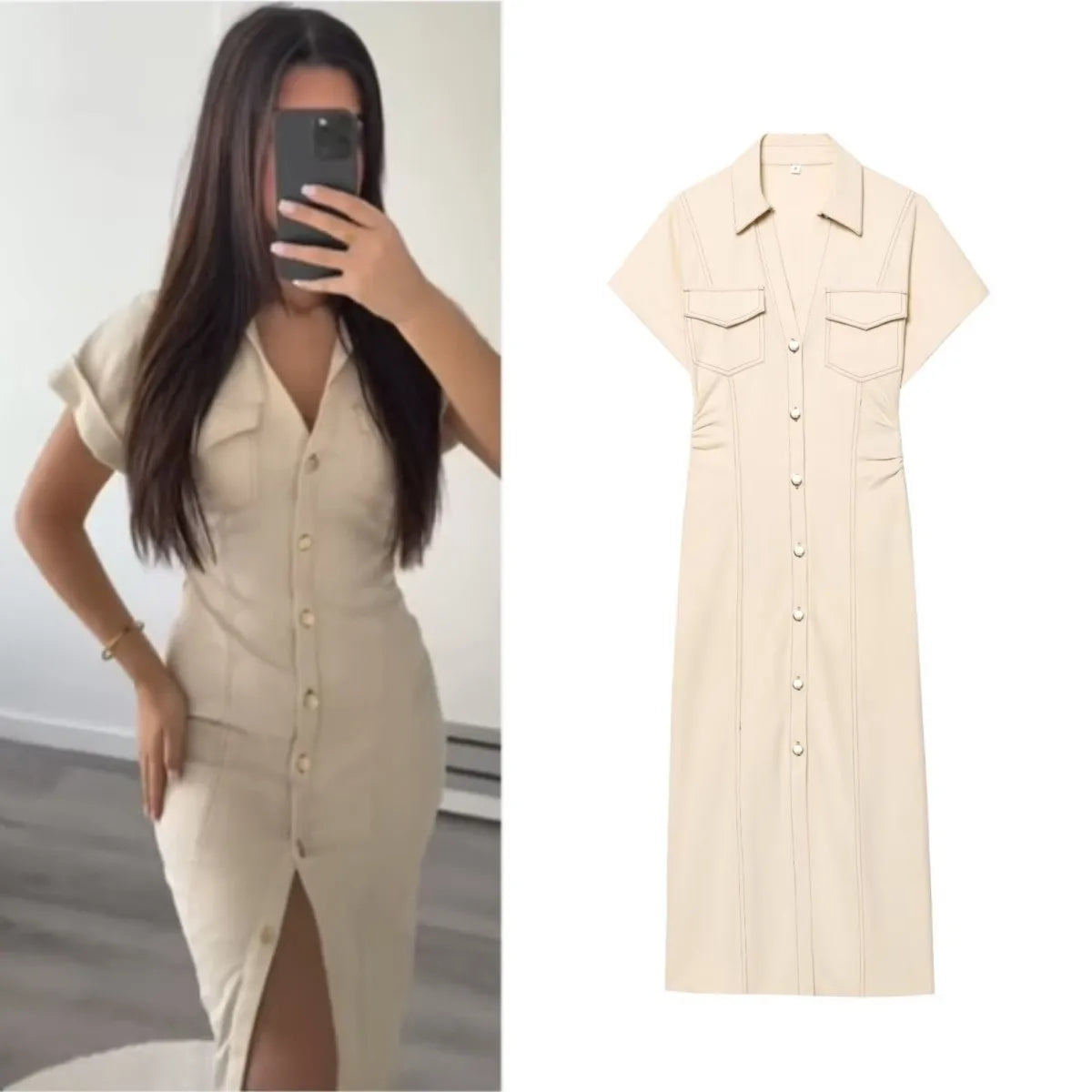 1975 Sculpted Silhouette Denim Dress